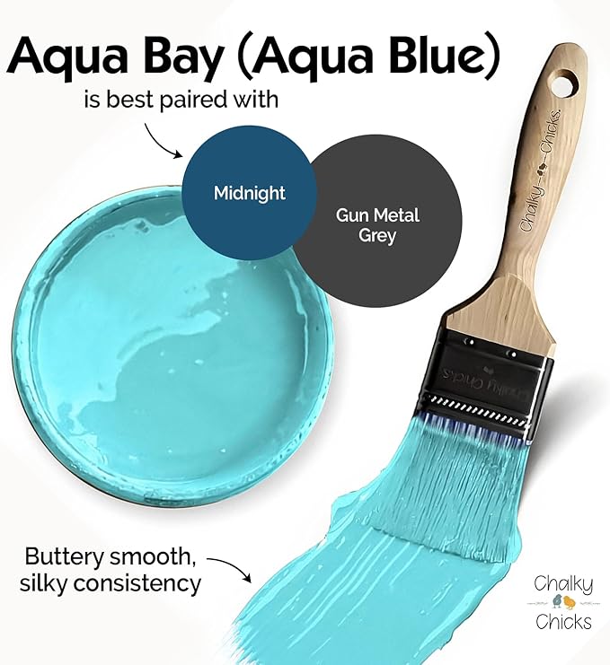 Chalky Chicks 4 Fl Oz Matte Aqua Bay (Aqua Blue) Chalk Paint for Furniture Without Sanding - No Prep Furniture Paint No Sanding All in One for Crafts, Wood, Walls, Cabinet, Metal, Dresser, Farmhouse
