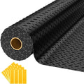 8x25 FT Garage Floor Mat, 2.8mm Thickened PVC Flooring Roll for Under Car, 200 SQFT Diamond Plate Black Garage Mats for Garage, Warehouse, Basement, Gyms, Trailer（Included Tapes）