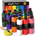 Nicpro 18 Colors Large Acrylic Paint Set, 8.45oz/250 ml Artist Painting Supplies Bulk Non-Toxic For Multi Surface Canvas Wood Fabric Leather Cardboard Paper Crafts Rock Window Hobby with Color Wheel