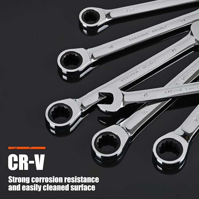 Egofine 16mm Ratcheting Combination Wrench Metric, Industrial Grade Gear Spanner with 12-Point Design, 72-Tooth Ratchet, Chrome Vanadium Steel