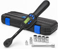 DISEN 8PCS 3/8" Digital Torque Wrench 6.8-135 N.m 5 Sockets Adapters Kit | 5-99.6 Ft.lb | ±2% accuracy | 72-tooth reversible ratchet | 2 modes & 5 units | LED/buzzer alert | Auto, motorcycle, bike