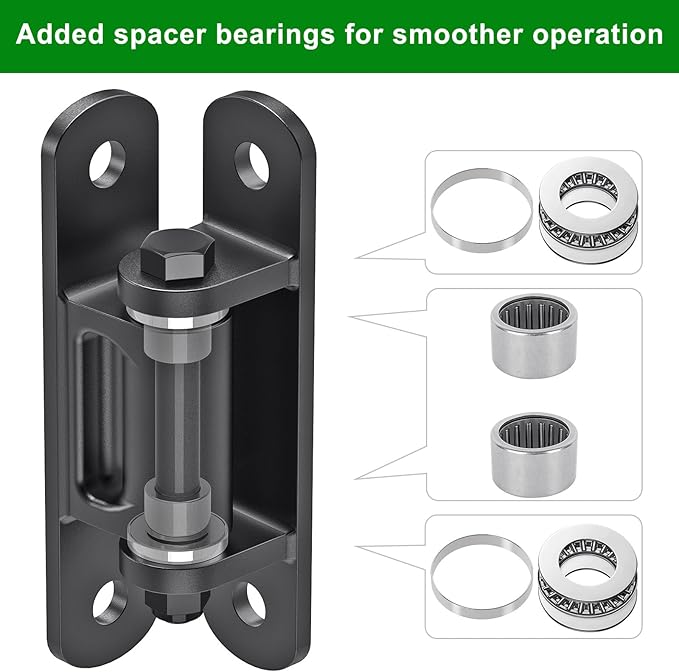 Insaga Heavy Duty Gate Hinge with Bearing, 6.7'' Weld On or Bolt On Hinge, 6mm Thick Carbon Steel 1100lb Capacity 90° /180° Smooth Opening for Metal/Wood Gates (Bolt Hinge Powder coated-90°-2Pack)