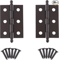 Oil Rubbed Bronze Plated Butt Hinges with Ball Finials | 2" High x 1 3/8" Wide | Pack of 20 | Cabinet Door Hinges with Removable Pin | UA-221-HOB (10)