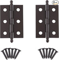 Oil Rubbed Bronze Plated Butt Hinges with Ball Finials | 2" High x 1 3/8" Wide | Pack of 2 | Cabinet Door Hinges with Removable Pin | UA-221-HOB (1)