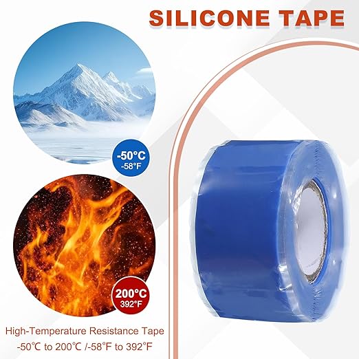 uxcell 2 Pcs Self Fusing Silicone Tape, 1" x 10ft Waterproof Water Leak Sealing Tape for Plumbing Pipe Hose Repair Handles, Blue