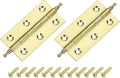 uxcell 2 Pcs Folding Butt Hinges, 3 Inch Brass Small Door Hinges Butt Cabinet Hinges Pointed Folding Craft Hinges with Screws for Door Wooden Boxes Windows Dressers, Gold Tone