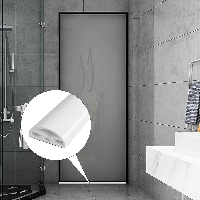 78” White Shower Threshold Water Dam Stopper for Dry and Wet Separation,Self Adhesive Collapsible Walk in Shower Splash Guard Seal Strip,Silicone Sink Edge Water Barrier for Bathroom and Kitchen