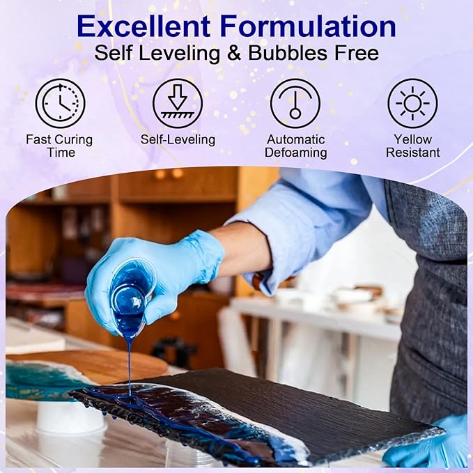 JANCHUN Crystal Clear Epoxy Resin Kit 1 Gallon, Bubble-Free, Anti-Yellowing, Self Leveling Easy Mix 1:1 Coating and Casting Resin for Table Top, Molds, Tumbler Crafts, Painting, Jewelry, DIY Gifts