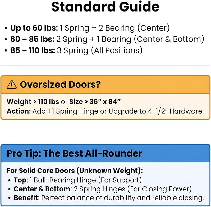 goldenwarm Pack of 2 4 inch Door Hinges Satin Nickel Self-Closing Spring Door Hinges - Heavy-Duty Spring Hinges for Interior and Exterior Doors, 5/8" Radius Corners