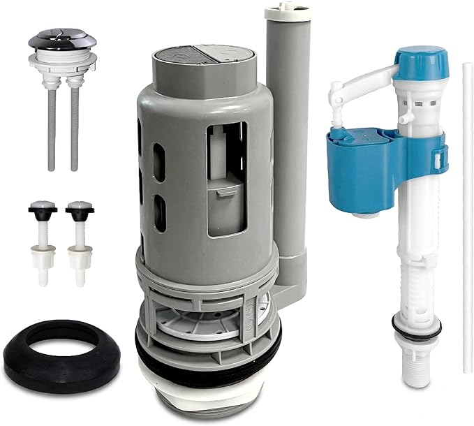 3-Inch Dual Flush Valve Replacement Kit for 2-Piece Toilet - Fits Glacier Bay, Aquasource and Most Universal. Includes 8.2” Flush Valve, Fill Valve, Button, Gasket, Bolts