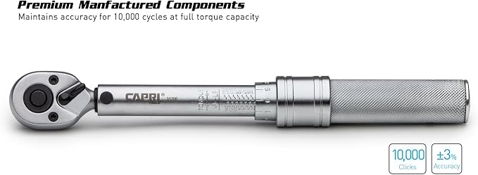 Capri Tools 31200 30-150 Inch Pound Industrial Torque Wrench, 1 4" Drive, Matte Chrome