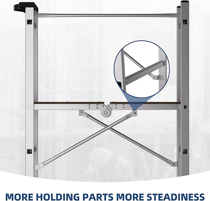 APARECIUM 5' Foldable Aluminum Scaffolding, Portable Scaffolding Ladder, Rolling Scaffolding Work Platform, Scaffold Tower, Ladder Stool Work Bench, Adjustable Work Platform, 330 Lbs Duty Rate