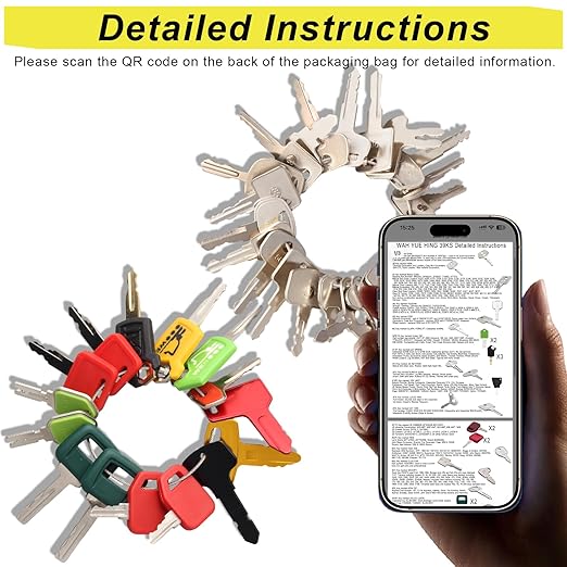 Heavy Equipment Machine Keys Master Set, 39 Excavator Dozer Skid Steer Loader Forklift Roller Keys Fit CAT Caterpillar Bobcat JD Case JLG JCB Hyster Ford Holland Yanmar Kubota Komatsu Toyota Hitachi