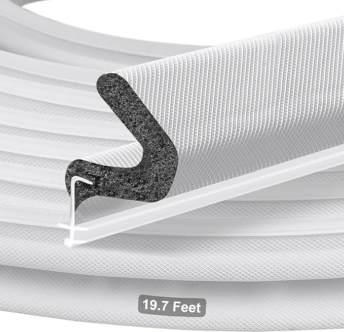 Kerf Style Door Weather Stripping, 19.7FT Weather Stripping Door Seal Strip for Kerf Frames, Light & Noise Block, White