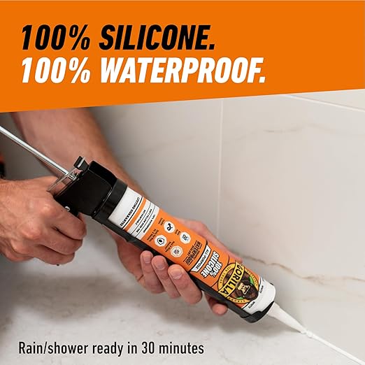Gorilla 100% Silicone Sealant All Purpose, 10 Ounce Cartridge, White (Pack of 2)