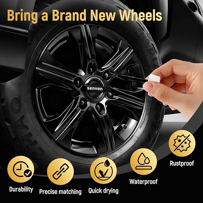 Black Touch Up Paint Rim Paint Wheel Scratch Repair Kit for Curb Rash & Scratches, Universal Black Enamel Repair Scratch Resistant 1.5 fl oz Car Touch Up Pen