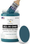 Chalky Chicks 32 Fl Oz Matte Twilight (Teal Blue) Chalk Paint for Furniture Without Sanding - No Prep Furniture Paint No Sanding All in One for Crafts, Wood, Walls, Cabinet, Metal, Dresser, Farmhouse