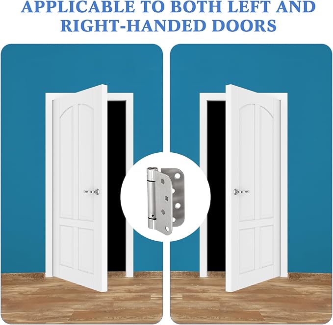 Yaocom 10 Pack Self Closing Door Hinge 4 Inch Spring Loaded Hinges with 5/8'' Radius Corners Automatic Door Closer Hinge Adjustable Tension for Garage, Residential(Silver)