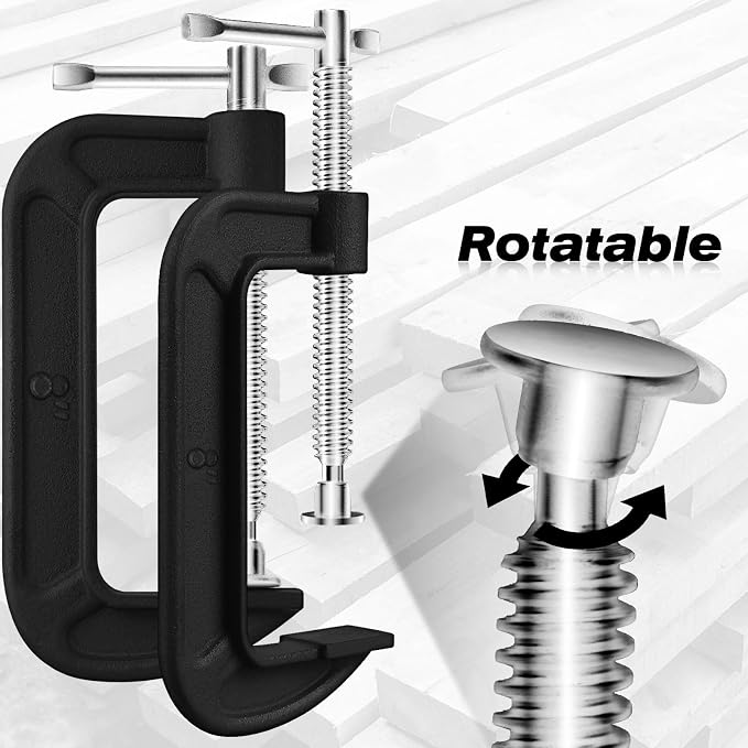 4 Pcs C Clamp Set 8 Inch Heavy Duty G-Clamps Automotive and Wood Working Clamps with Jaw Opening Sliding for DIY Carpentry Woodworking Welding and Building(8 Inch, Black)