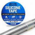 Better Boat Self Fusing Silicone Tape Waterproof Clear, Plumbing Tape for Leaks, Hose and Pipe Repair Tape, 1 in x 40 ft