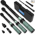 DISEN 9PC Click Torque Wrench Set 1/4" 3/8" 1/2" ±3% Accuracy Storage Box | 20-220 In.lb, 5-45 Ft.lb, 10-170 Ft.lb| 6 adapters | 72-tooth ratchet | Dual scale | For bike, car,motorcycle,truck repair