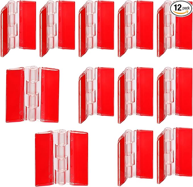 12 Pcs Acrylic Self Adhesive Small Transparent Continuous Hinge Tools for Cabinet Drawer Furniture DIY Display Stand 45x35 mm