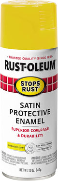 Rust-Oleum 365144 Stops Rust Spray Paint, 12 oz, Satin Citrus Yellow