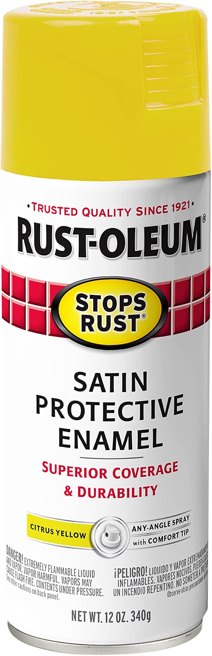 Rust-Oleum 365144 Stops Rust Spray Paint, 12 oz, Satin Citrus Yellow
