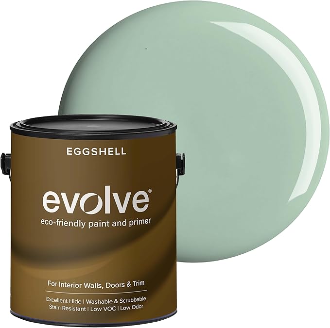 EVOLVE Paint & Primer: Environment-friendly, Low Sheen with One-coat Coverage for Interior & Exterior surfaces (Seafoam Green, 1-Gallon)