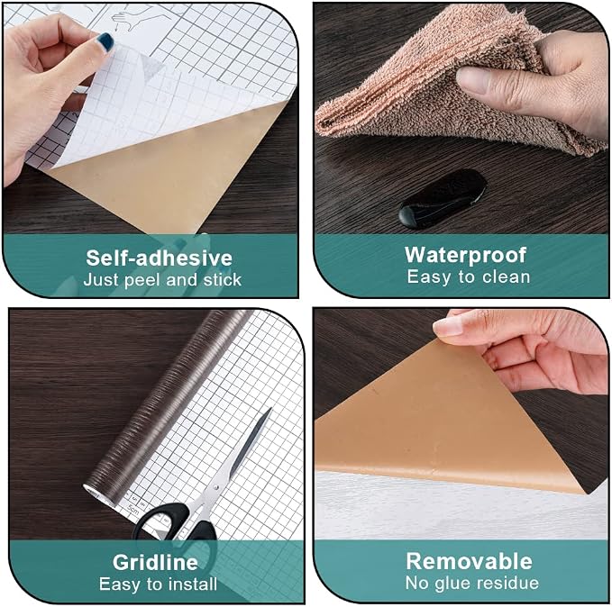 Arthome 16.5" x393"Peel and Stick Wood Contact Paper Self-Adhesive Brown Walnut Wallpaper,Decorative Vinyl Film for Countertop,Cabinets,Shelf,Drawer Liner,Easy to Clean Removable Wall Covering