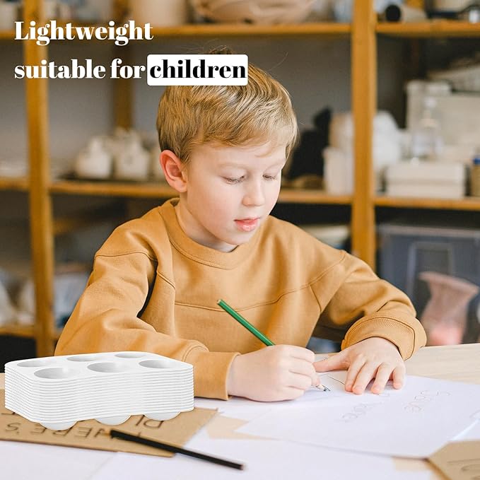 50 PCS White Plastic Watercolor Palette, 6 Well Rectangular Paint Palettes, Paint Tray Palettes, Paint Trays for Kids, for Painting, DIY Craft, Art Painting Class