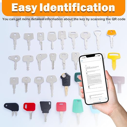 42 Heavy Equipment Key Master Set, Construction Machine Ignition Keys for CAT Caterpillar Volvo JCB JLG John Deere Hyster Komatsu Kubota Yanmar Daewoo Takeuchi Ford New Holland and More