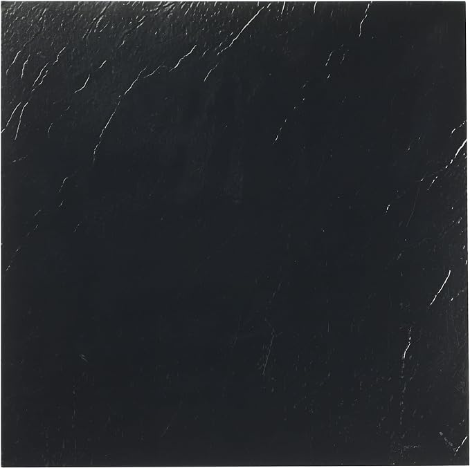 Nexus Self Adhesive 12-Inch Vinyl Floor Tiles, 20 Tiles - 12" x 12", Black Pattern - Peel & Stick, DIY Flooring for Kitchen, Dining Room, Bedrooms & Bathrooms by Achim Home Decor