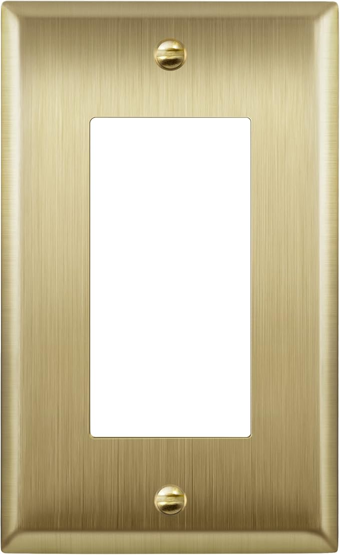 ENERLITES Decorator Switch or Outlet Metal Wall Plate, Stainless Steel Outlet Cover, Corrosion Resistant, Size 1-Gang 4.50" x 2.76", Stainless Steel 201, 7731-BB, Brushed Brass, Gold
