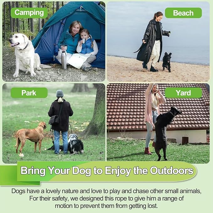 Tie Out Cable for Dogs,10/20/30/50/100FT Dog Leads for Yard Chew Proof,Heavy Duty Tie Out Cable for Large Dogs Up to 125lbs,Dog Runner Tether (Green, 125Ibs 100ft)