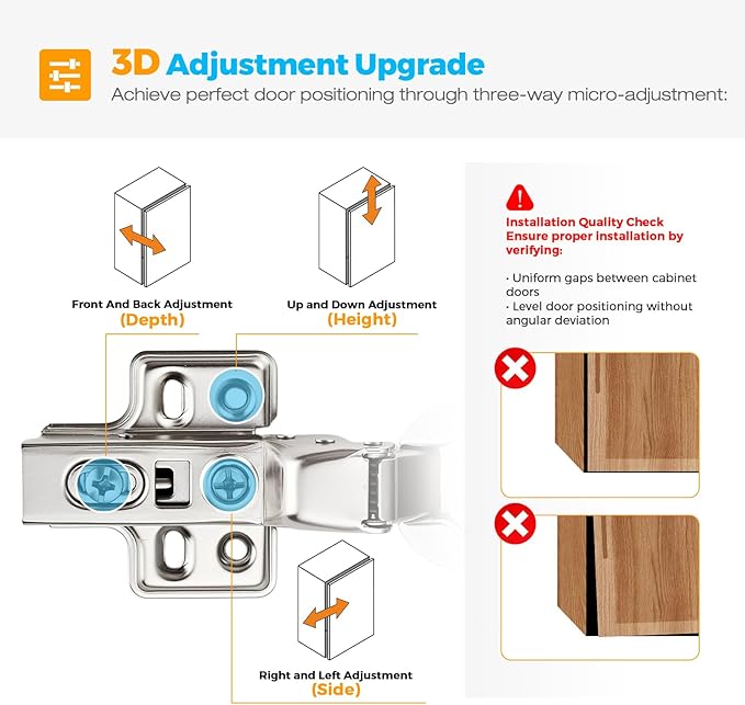 HOME EDIT 1 Pairs 2 Pack European Full Overlay Soft Close Cabinet Hinges Concealed Kitchen Cabinet Hinges Heavy-Duty Frameless Adjustable for Cupboard Hardware