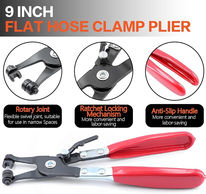 324Pcs 65Mn Steel Spring Band Hose Clamp Kit - 23 Sizes (6-38mm) Constant Tension Pipe Clip with Swivel Jaw & Hose Removal Pliers, Tweezers for Fuel Line, Coolant, Vacuum, Silicone Hoses & Air Tube ﻿