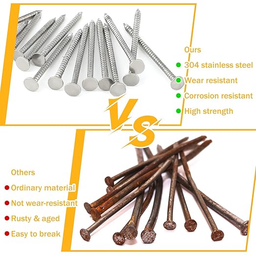 Tandefio 2 Pounds Box 1-1/2 Inch Siding Nails 304 Stainless Steel Roofing Nails Flat Head Hardware Nail Shingles Roofing Tile and Slating Nail for Wall, Siding, Hardware, Cedar Wood, Decking