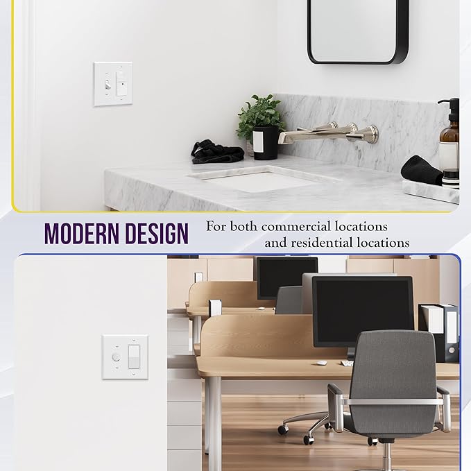 ENERLITES Combination Toggle Light Switch/Decorator Switch Wall Plate, Mid-Size 2-Gang 4.88" x 4.92", Polycarbonate Thermoplastic, 881131M-W, White, 2 Pack