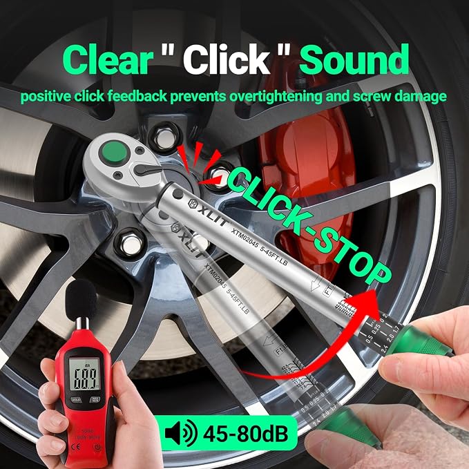 3/8" Drive Click Torque Wrench, 5-45 Ft-Lb/6.8-61Nm Dual-Direction Adjustable 72 Tooth Ratchet, ±3% Accuracy Precisio Low Torque Wrench for Spark Plugs, Bike, Motorcycle and Car Repair