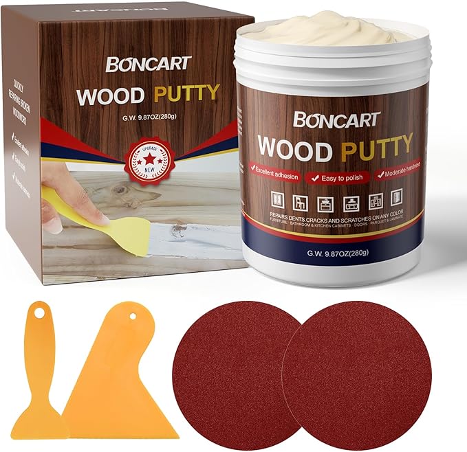 BONCART Wood Filler, White Oak Wood Putty, 9.87 Ounces - Repairs Broken Wooden Furniture