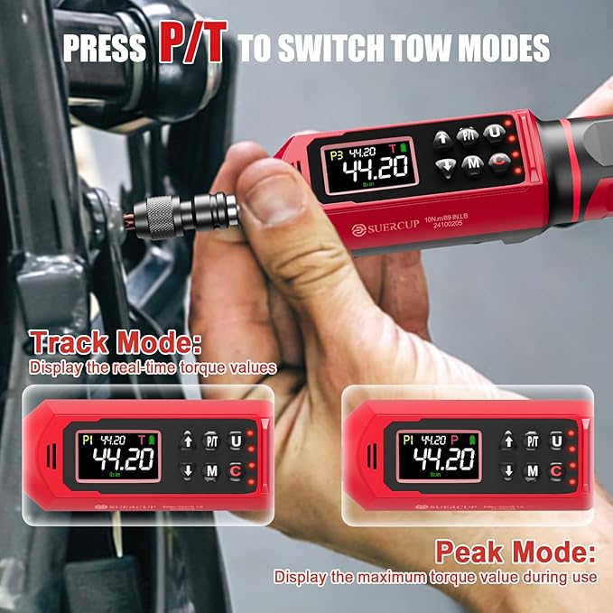 1/4"&3/8"&1/2" Digital Torque Wrench Set, ±1% accuracy | 0.15-10Nm&0.66-44.29Ft.Lb/0.9-60N.m&3.8-250.8Ft.Lb/5.1-340Nm, 9 presets, 5 units, for Truck, Auto, Moto, Bike, Electronics