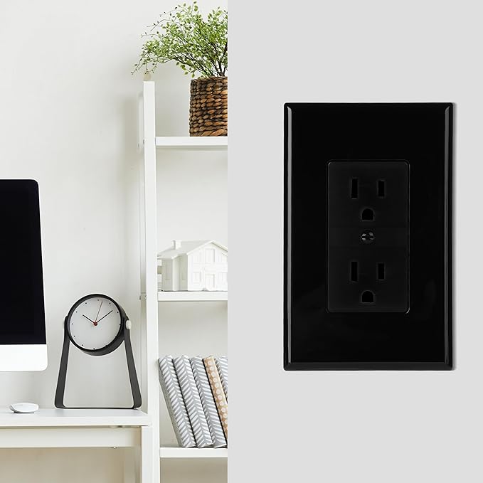 Bates- Duplex Wall Plate, 10 Pack, Black, Electrical Outlet Cover Plates