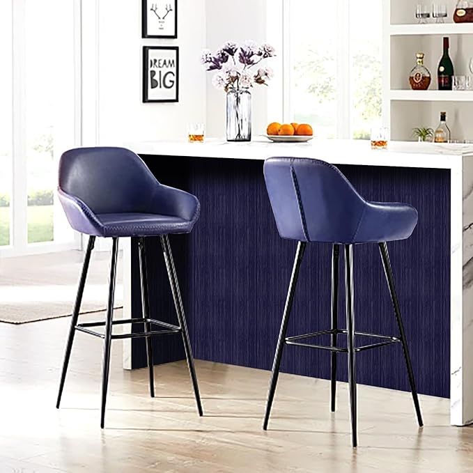 Navy Blue Grasscloth Peel and Stick Wallpaper Texture Contact Paper 23.6"x480" Vintage Wallpaper Removable Waterproof Wall Paper for Room Walls Cabinets Furniture Drawers Desk