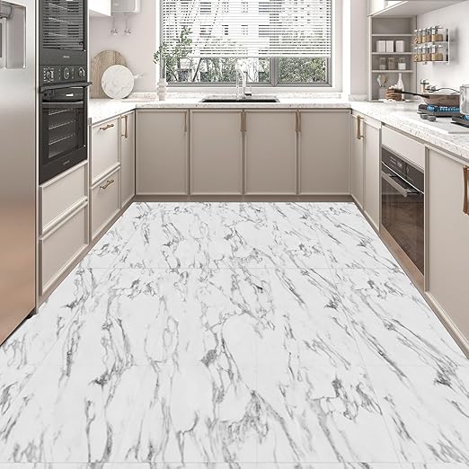 Art3d Peel and Stick Floor Tile, 10-Pack 12 x 12in. Covers 10 Sq.ft, Waterproof Vinyl Flooring Tiles Self Adhesive for Kitchen, Bathroom & Bedroom - Gray Marble