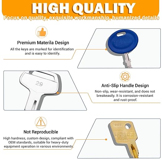 45 Construction Equipment Operator Keys, Heavy Equipment Key Master Set for Caterpillar Cat John Deere JCB Volvo Hyster Yanmar Takeuchi Yanmar Kubota Toyota Komatsu Excavator Dumper Dozer