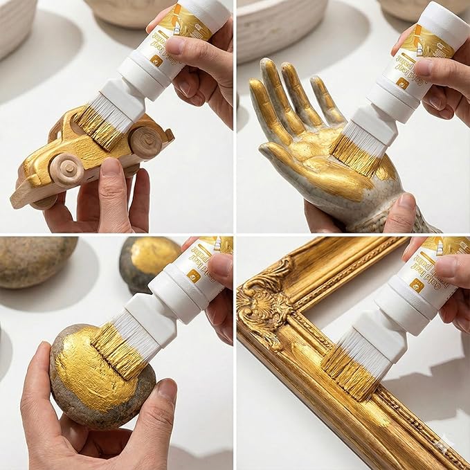 Liquid Gold Paint 6.35 Fl Oz, Non-Fading Gold Paint Finish for Art, Canvas Painting, Wood Decor, Clay Crafts