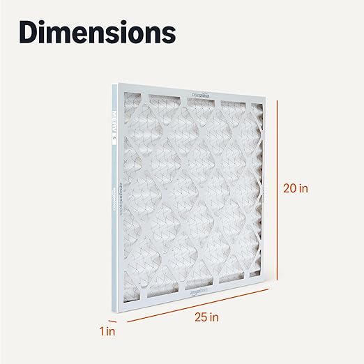 Amazon Basics MERV 5 AC Furnace Air Filter, 20x25x1 inches, 6-Pack (Actual size: 19.75" x 24.75" x 0.75")