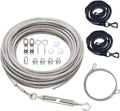 XiaZ 100FT Dog Trolley Runner Cable for 2 Dogs, Tie Out Cable for Small, Medium, Large Dogs up to 200lbs，Pet Lead for Yard, Camping, Outdoor, with 8 Ft Nylon Bungee Runner