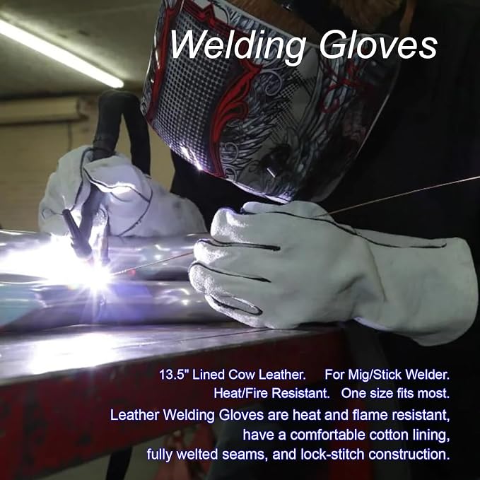 VASTOOLS Welding Accessories,23pc,Chipping Hammer,Leather Welding Gloves 13.5",Soapstone Holder,16'x 1"Tape measures,50LB Welding Magnet,Triple Flint Torch Striker,Torch Cleaner,Wire Brush